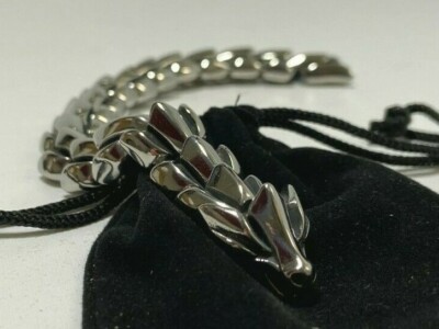 Armband Edelstahl Massiv Wikinger Männer Herren mit Holzbox Drachen Modeschmuck