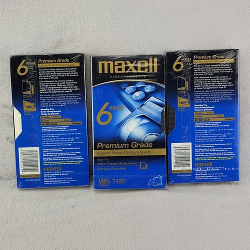 Maxell T-120/246m 6 Hour Premium Grade VHS Video Cassette Tape (3 Pack) - Picture 2 of 6
