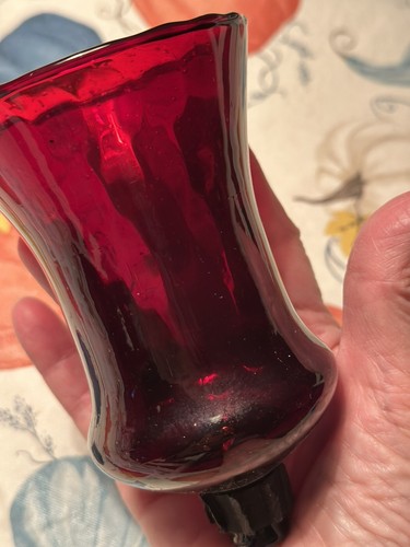 Home Interior Homco Ruby Red Fluted Swirl Votive Peg Candle Holder 5 1/4” X 3”W - Picture 2 of 5
