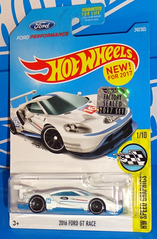 Hot Wheels Factory Set NEW For 2017 Speed Graphics #247 2016 Ford GT Race White