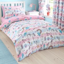 Fairy Tale Dream Unicorns Multi Single Duvet Cover Set Reversible Pink Kids Room