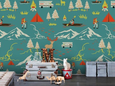 3D Green Forest Camping Wall Murals Wallpaper Murals Wall Sticker 42