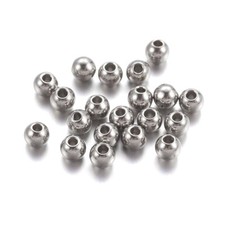 1000x Round Stainless Steel Color 201 Stainless Steel Beads Crafts 3mm Hole 1mm
