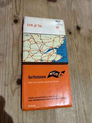 FIRTH OF TAY Bartholomew Cloth Half Inch Map No 49 1967 St Andrews Crief Forfar
