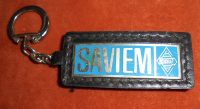 Renault Saviem Genuine Leather Enamel Metal Key Ring Holder