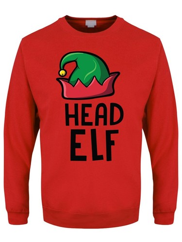 Christmas Jumper Head Elf Men's Red 