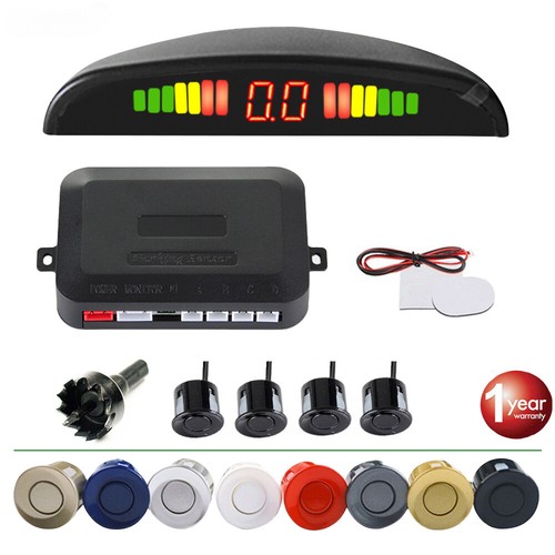Car LED Parking Sensor Kit 4 Sensors 22mm Backlight Display Reverse Backup Radar - Picture 1 of 14