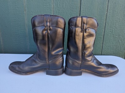 Laredo 7902 Saddle Roper Black Leather Cowboy Boots Mens 8 EE Wide USA Made VTG Laredo 7902 Men main image 3