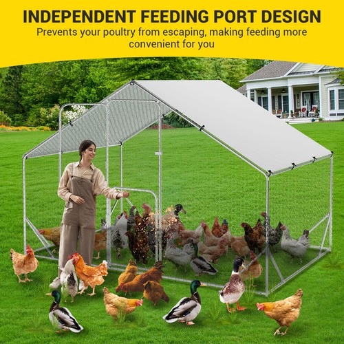 Large Metal Chicken Coop Cage with Waterproof Cover Walkin Poultry