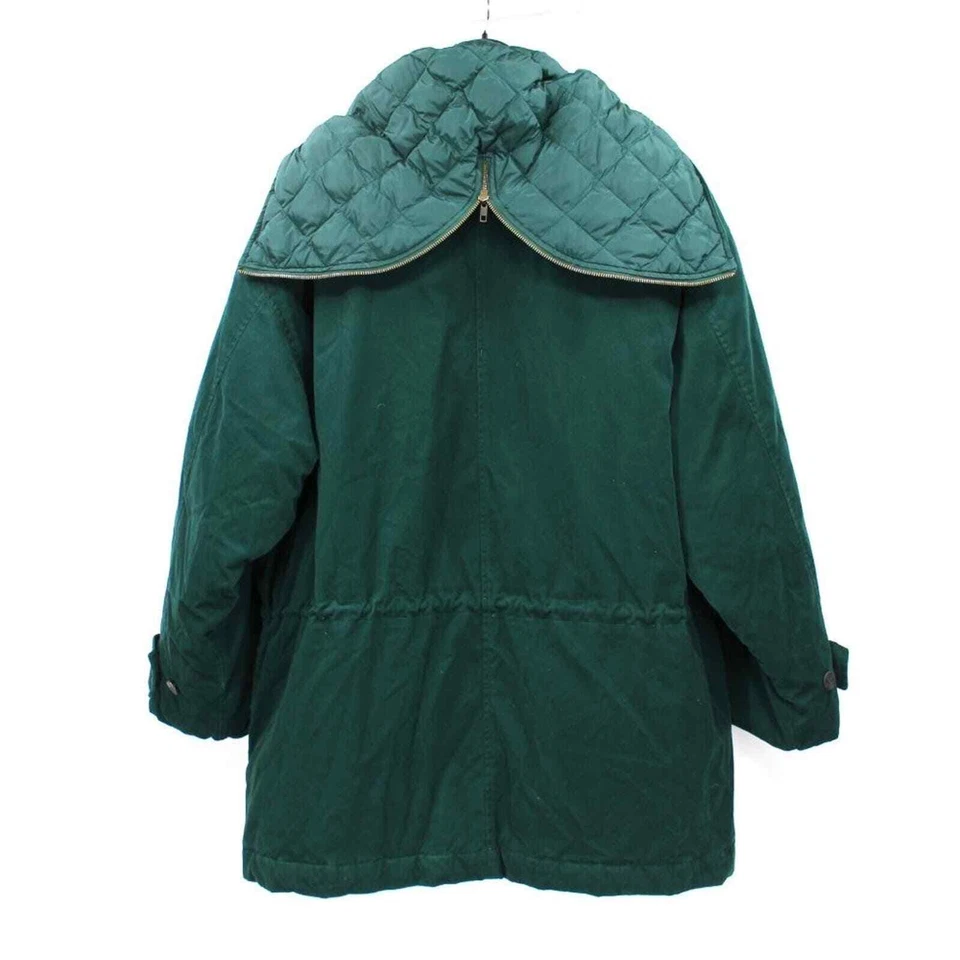 Eddie Bauer Insulated Goose Down Green Velour Hooded Parka Coat L Hunting Jacket - Image 4 of 4