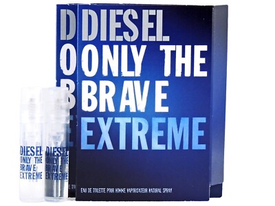 DIESEL ONLY THE BRAVE EXTREME EDT 1.2ml .04fl oz x 2 COLOGNE SPRAY SAMPLE VIALS