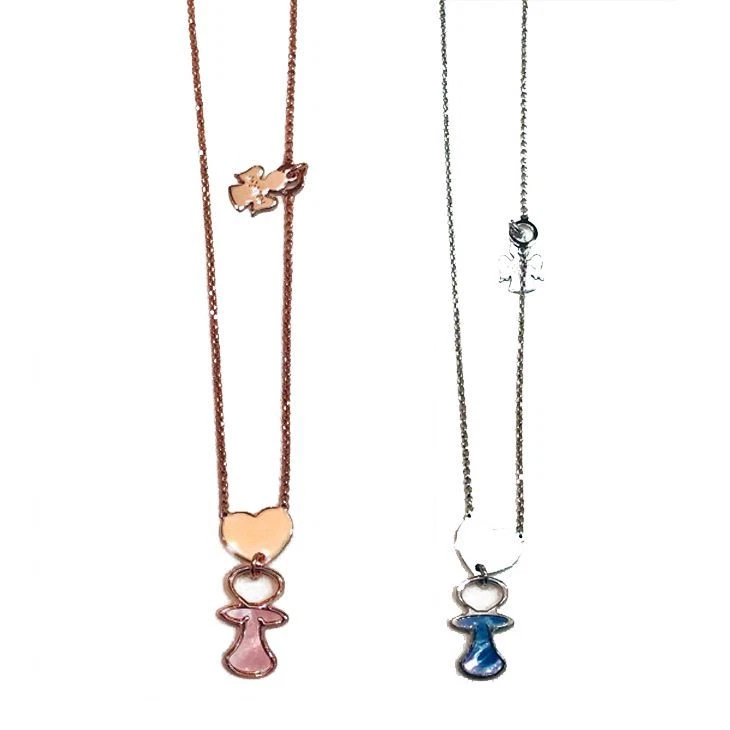 Collana Donna AMEN CCIUR CCIUB in Argento 925 Ciondolo Ciuccio Smaltato Celeste - Immagine 2 di 3