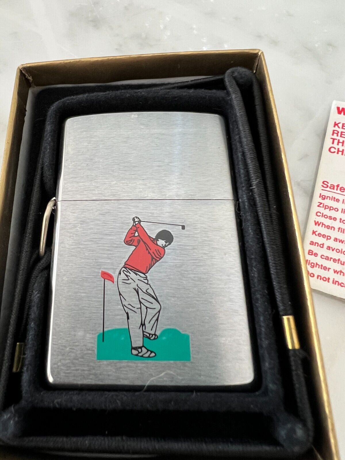 Unfired Mint In Box Zippo Loss Proof Lanyard Lighter Golf Golfer Sticker Sealed