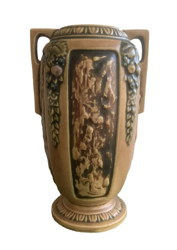 Antique Roseville Florentine Vase Brown 230-8"