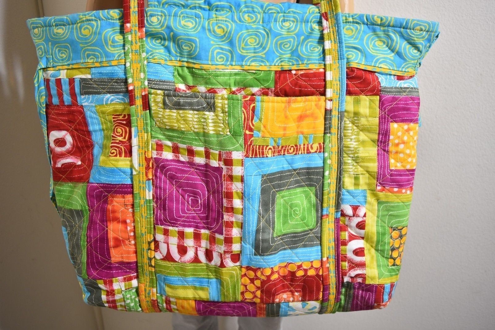 Patchwork Boho Bag Colorful Oversize Quilted Cros… - image 1