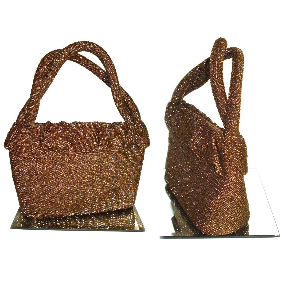 Vintage 1940s Purse Copper Carnival Micro Beaded Mad Men Style Evening  Handbag