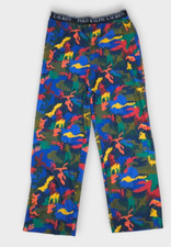 Polo Ralph Lauren boys large fleece pajama bottoms pants multi colored logo camo