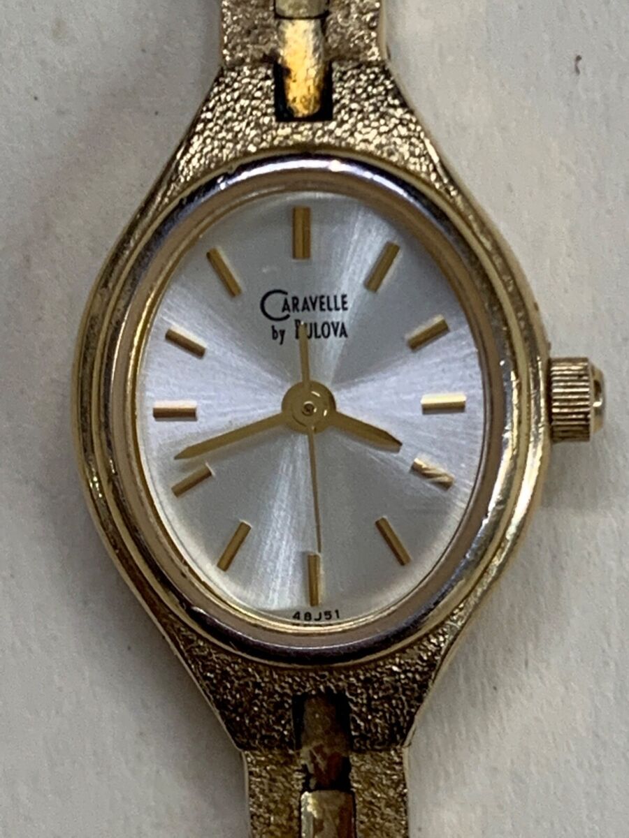 RARE Caravelle by Bulova 48J51 Quartz Gold Tone 17mm Woman's RARE Caravelle by Bulova 48J51 Quartz Gold Tone 17mm Woman's