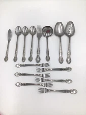 Stainless Steel Japan Floral Design Flatware Misc Serving Set 11 pc