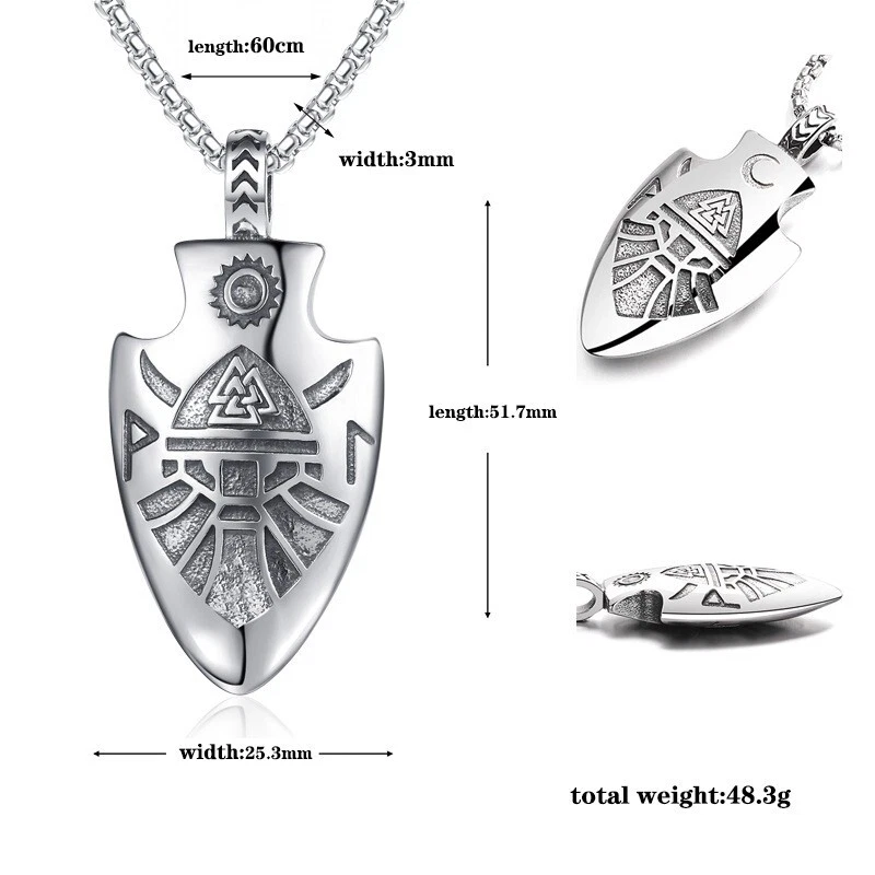 Men's Stainless Steel Viking Odin Arrow Necklace Jewelry Chain Gift Wholesale - Image 3 of 4