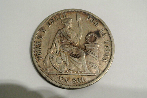 Pièce Argent Pérou Un Sol 1875 – 24.79 G – Collection Amérique Du Sud
