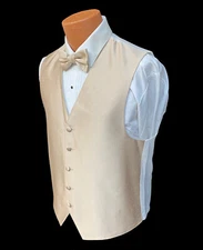 Men's Ralph Lauren Champagne Tuxedo Vest & Tie Adjustable Fullback Free Shipping