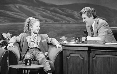 Thora Birch during an interview with and host Jay Leno on June - 1992 TV Photo 3
