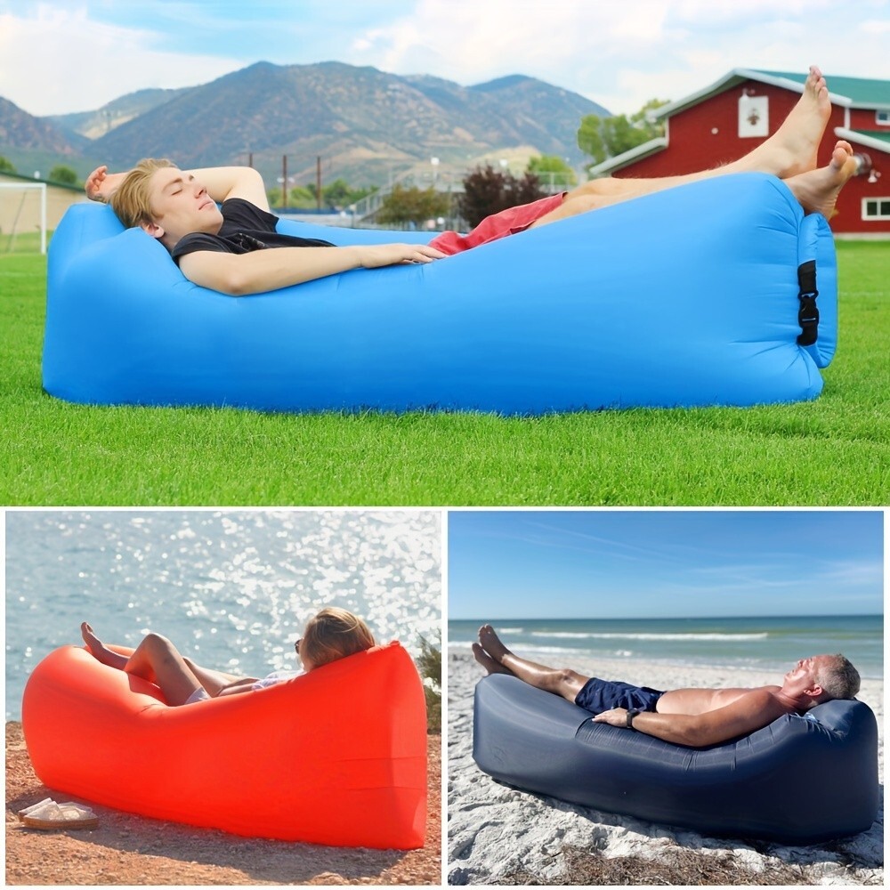 Chaise longue gonflable étanche et résistante en nylon Ripstop pour festival et voyage