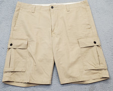 DOCKERS Cargo Shorts Mens Brown Utility Pockets Outdoor Hiking Embroidered Logo
