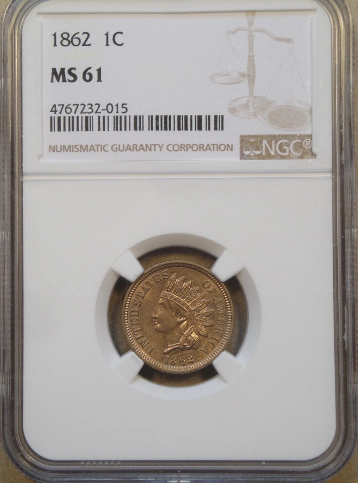 1862 Copper Nickel Indian Cent NGC Certified MS61 LOL! Really? - Image 3 of 4