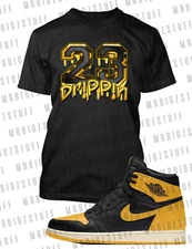 Pro Club Shaka 23 Dripping Graphic Tee Shirt to Match J1 High OG Yellow Shoe