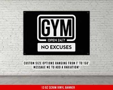 Motivational Gym Vinyl Banner - No Excuses Powerlifting Art for Home Fitness