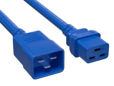 Heavy Duty Power Extension Cord (IEC320 C20 to IEC320 C19), Blue 2/3/5/6/8/10 ft