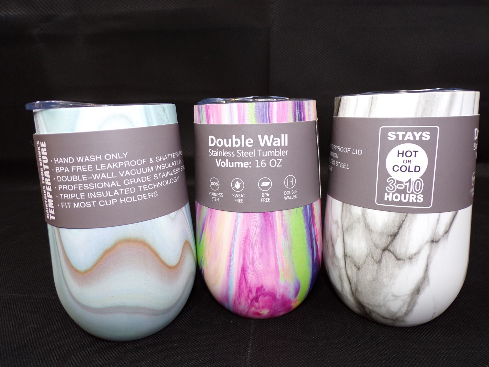 Lot of 3 Old East Main Co 16oz Stainless Steel Hot/Cold Tumbler NWOB READ