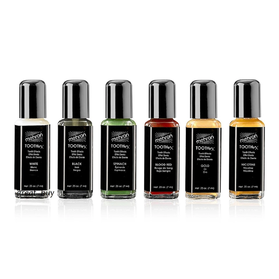 MEHRON ЗУБ FX ЦВЕТ КРАСКИ ТЕАТР КОСТЮМ ЗОМБИ ЗУБЫ .25 УНЦИЙ МАКИЯЖ МЕДИАТОР!!! - Изображение 2 из 4