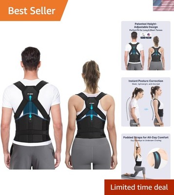 Posture Corrector for Men & Women - Height Adjustable Back Brace in Medium