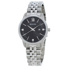 Bulova Classic Quartz Black Dial Ladies Watch 96P226