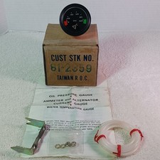 Vintage Nos Mechanical Oil Pressure Gauge Kit - 0-100 Psi - 2 Black Face - Cust