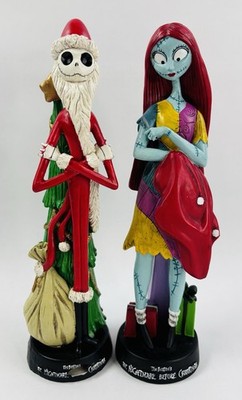 Disney Nightmare Before Christmas Santa Jack Skellington & Sally Statue Set