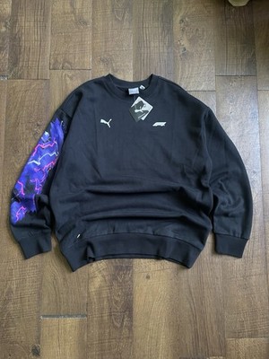 Puma F1 Formula 1 Neon Energy Sweatshirt Men's Size M Black Crewneck Pullover