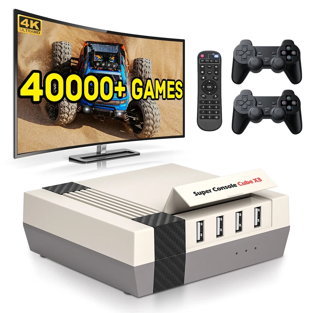 KINHANK Super Console Cube X3 Android 4K Retro Game TV Box PS1/DC/SS MAME Pads