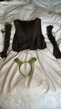 Trickz N Treatz Shrek Fiona Costume Dress Arm Warmers Ears Headband Size L