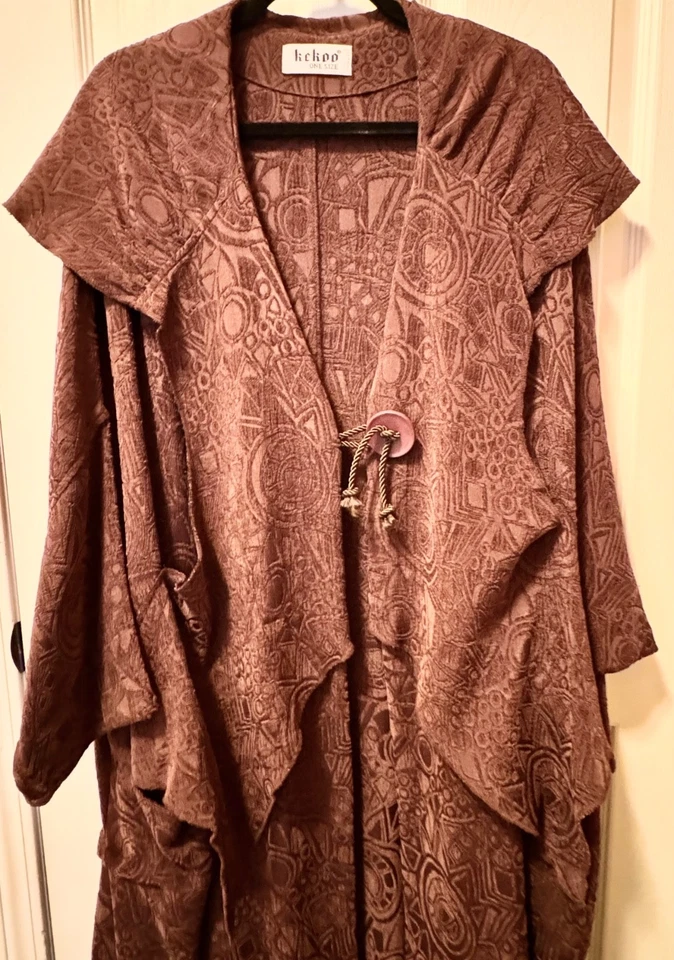 KEKOO немецкий дизайнер женщин шоколад парчи Lagenlook пальто искусство носить - Изображение 3 из 4