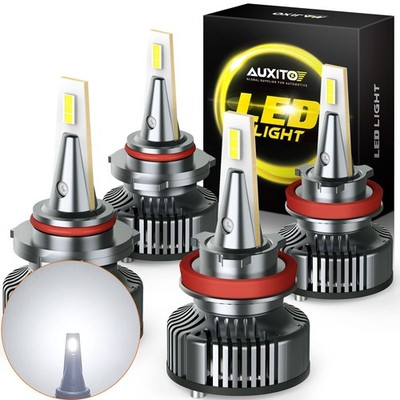 4X AUXITO 9005 H11 LED Combo Headlight Bulb High Low Beam CANBUS Super White USA