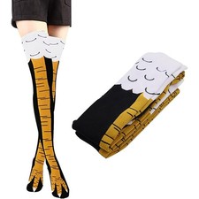 2Pack Womens Chicken Foot Socks Knee-High Socks 3D Chicken Funny Thigh Stocking