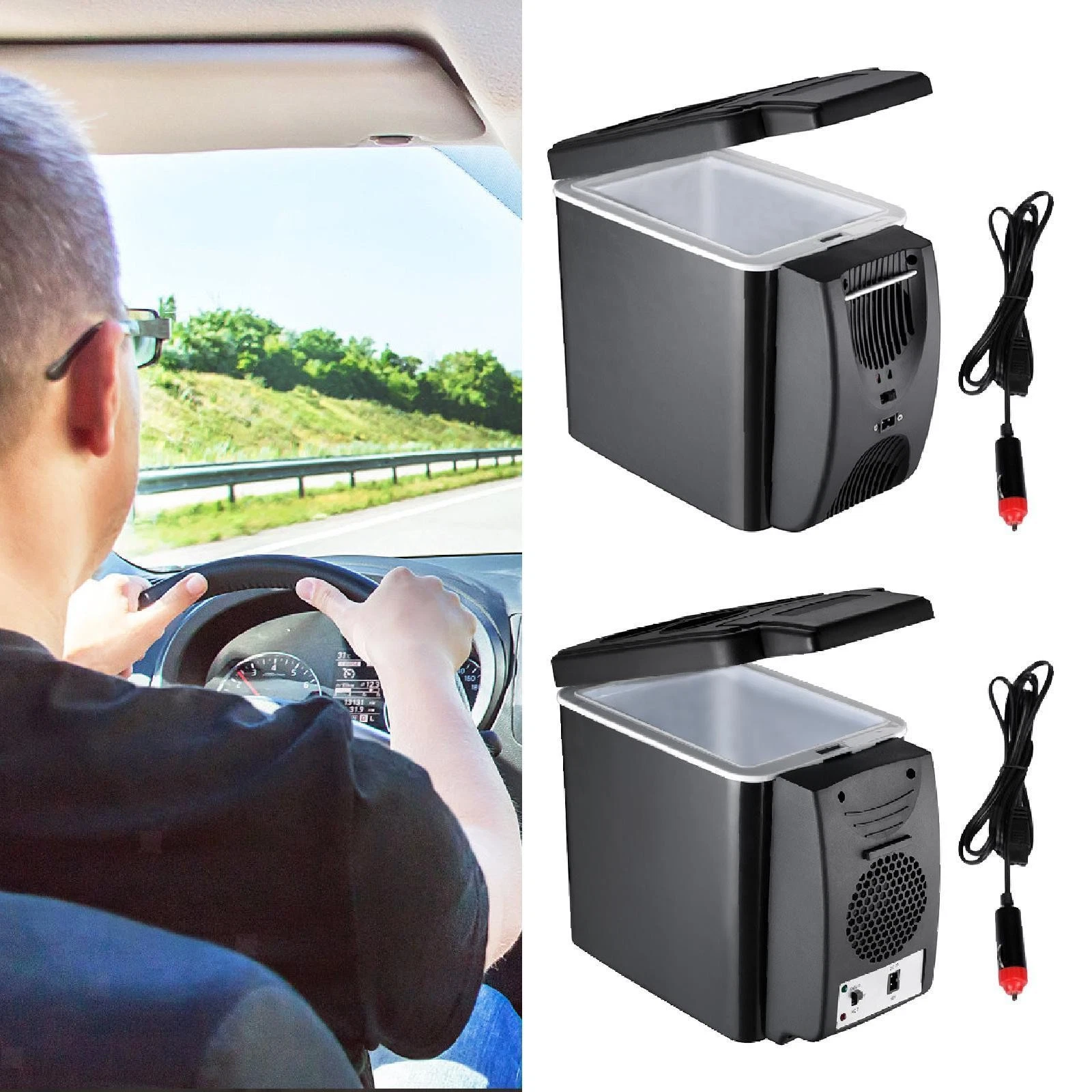 Small Car Refrigerator Freezer Mini Fridge Cooler Food 6L Office Beverage