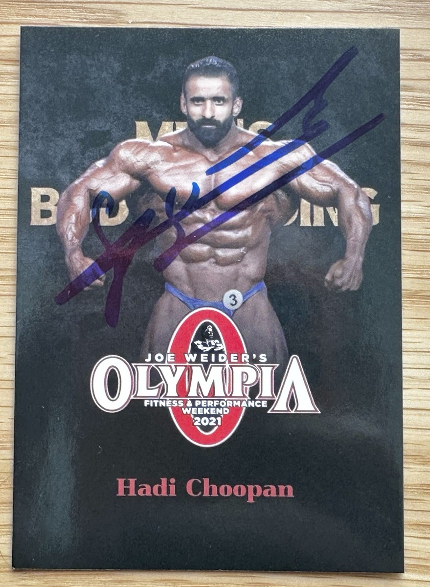HADI CHOOPAN SIGNED 2021 MR OLYMPIA CARD RACC BODYBUILDER PERSIAN