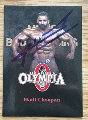 HADI CHOOPAN SIGNED 2021 MR OLYMPIA CARD RACC BODYBUILDER PERSIAN WOLF IFBB H
