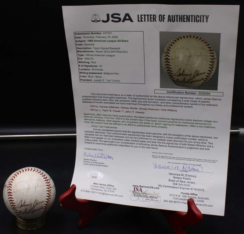 Mickey Mantle +22 Signed Baseball 1968 AL All-Stars Autograph JSA LOA ZJA003
