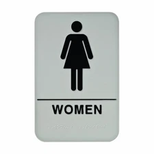 Advantus 83655 Women Bathroom 6" x 9" Braille Sign  Taupe